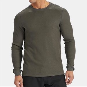 Vuori Green Waffle Thermal Knit Long Sleeve Crewneck Top L